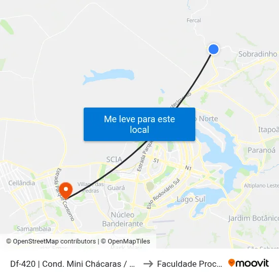 Df-420 | Cond. Mini Chácaras / Serra Azul to Faculdade Processus map