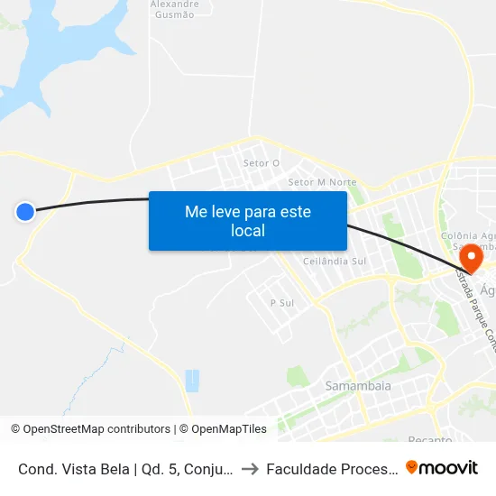 Cond. Vista Bela | Qd. 5, Conjunto F to Faculdade Processus map