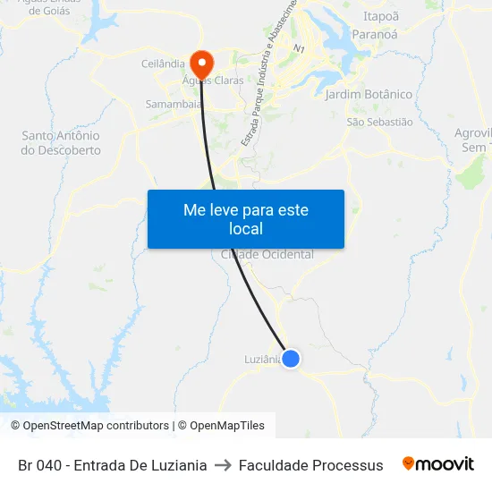 Br 040 - Entrada De Luziania to Faculdade Processus map