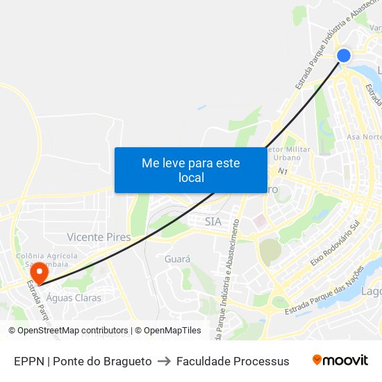 Eppn | Entrada Do Lago Norte / Ponte Do Braguetto to Faculdade Processus map