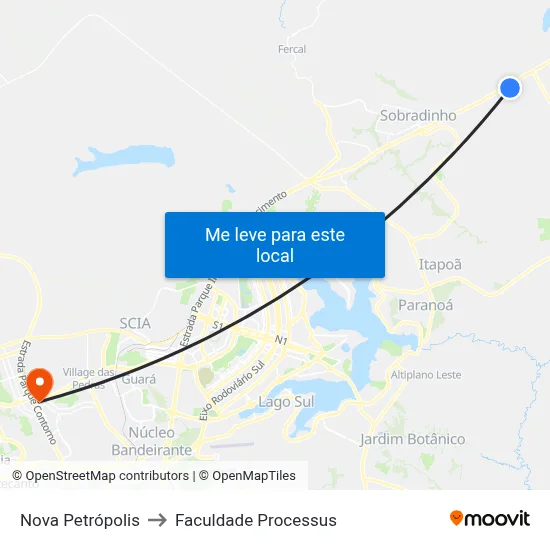 Nova Petrópolis to Faculdade Processus map