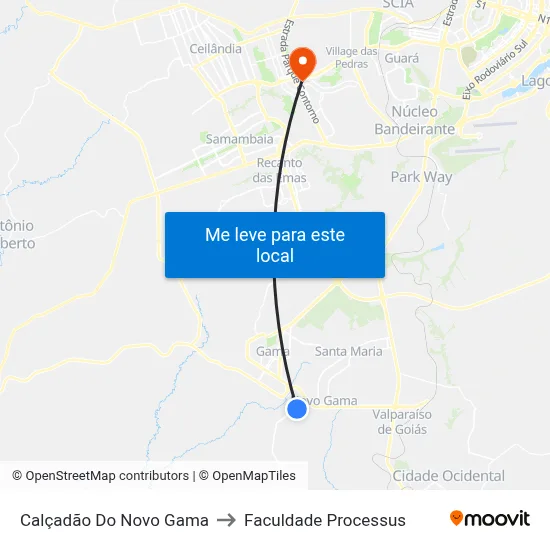 Calçadão Do Novo Gama to Faculdade Processus map