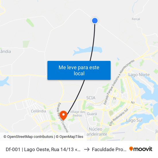 Df-001 | Lago Oeste, Rua 14/13 «Lado Oposto» to Faculdade Processus map