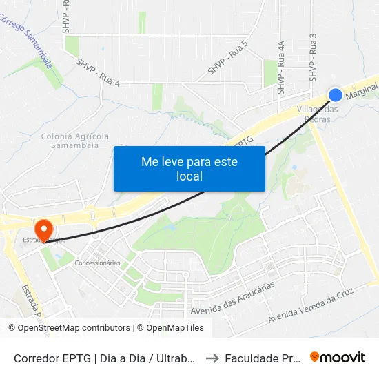 Corredor EPTG | Dia a Dia / Ultrabox (Sentido Tag.) to Faculdade Processus map
