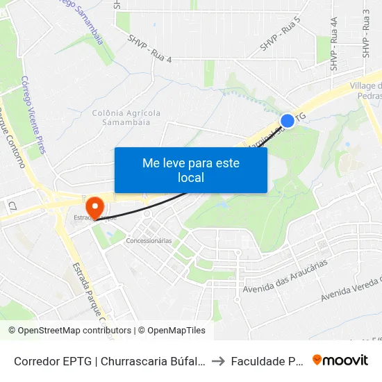Corredor EPTG | Churrascaria Búfalo Bill (Sentido BSB) to Faculdade Processus map