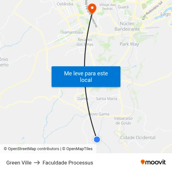 Green Ville to Faculdade Processus map
