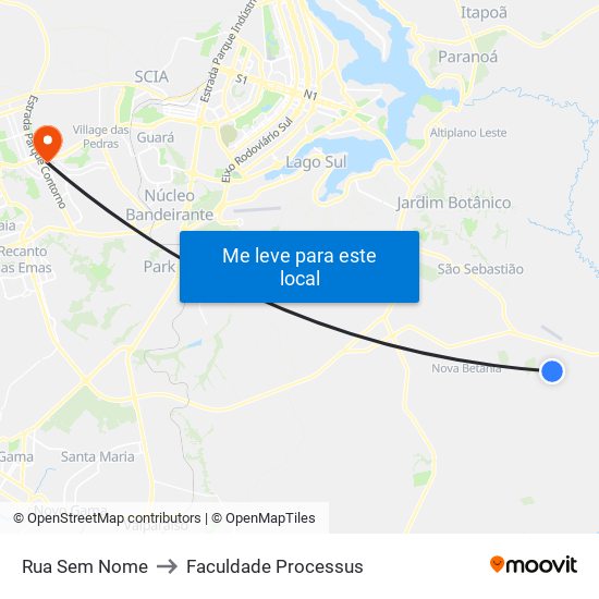 Rua Sem Nome to Faculdade Processus map