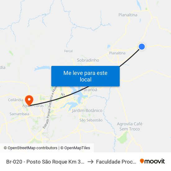 Br-020 - Posto São Roque Km 36,2 Norte to Faculdade Processus map