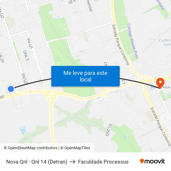 Nova Qnl - Qnl 14 (Detran) to Faculdade Processus map