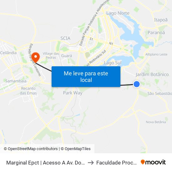 Marginal Epct | Acesso A Av. Dom Bosco to Faculdade Processus map