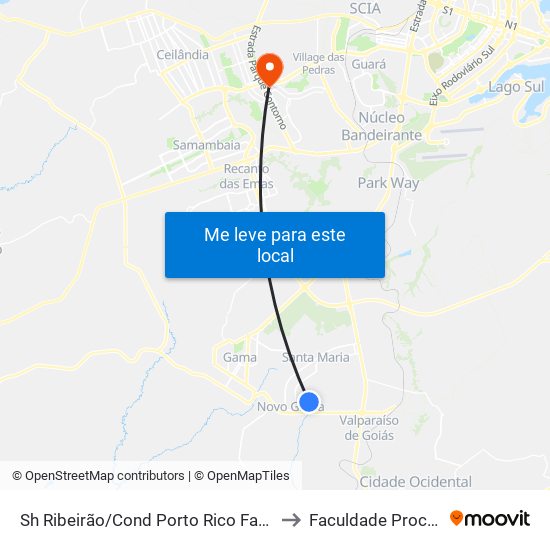 Sh Ribeirão/Cond Porto Rico Fase 3 Q 20 to Faculdade Processus map