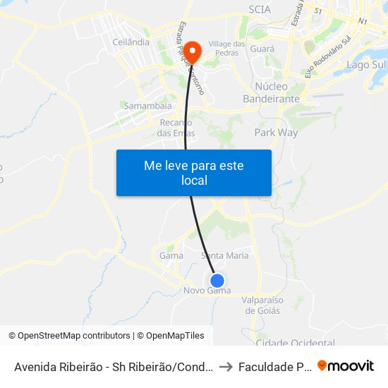 Avenida Ribeirão - Sh Ribeirão/Cond Porto Rico Fase 1 Q H to Faculdade Processus map