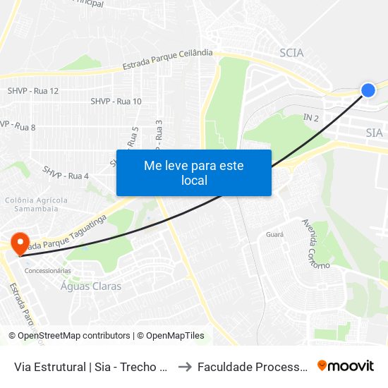 Via Estrutural | Sia - Trecho 17 to Faculdade Processus map