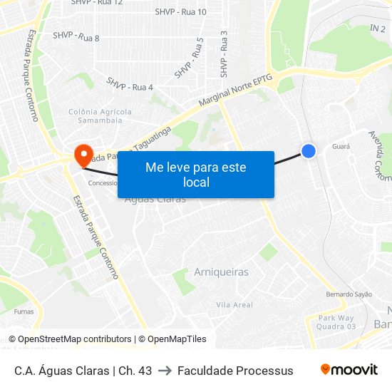 C.A. Águas Claras | Ch. 43 to Faculdade Processus map
