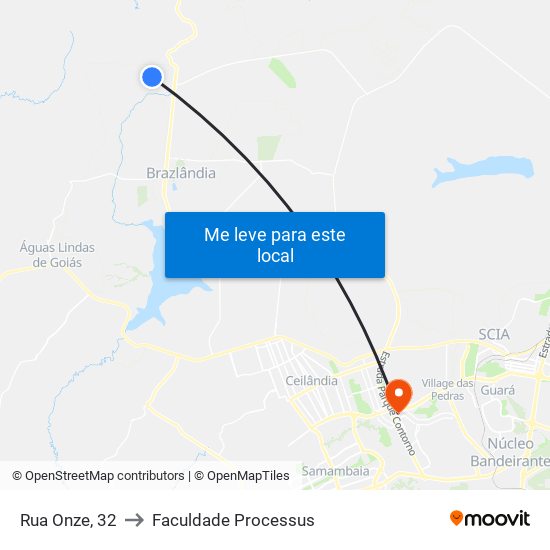 Rua Onze, 32 to Faculdade Processus map