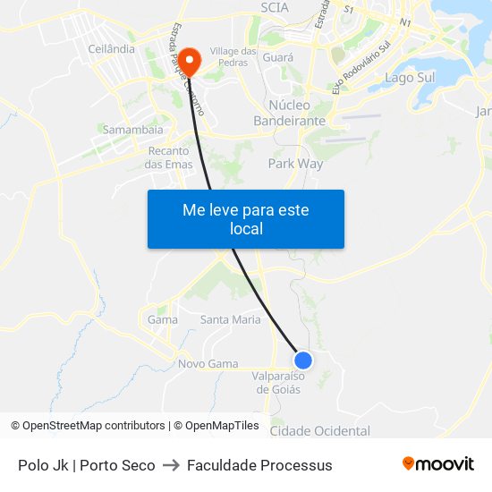 Polo Jk | Porto Seco to Faculdade Processus map