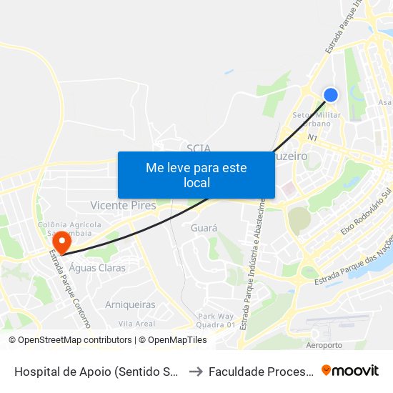 Hospital de Apoio (Sentido SAAN) to Faculdade Processus map