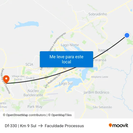 Df-330 | Km 9 Sul to Faculdade Processus map