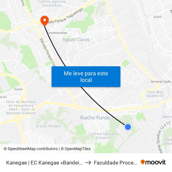 Kanegae | EC Kanegae »Bandeirante» to Faculdade Processus map