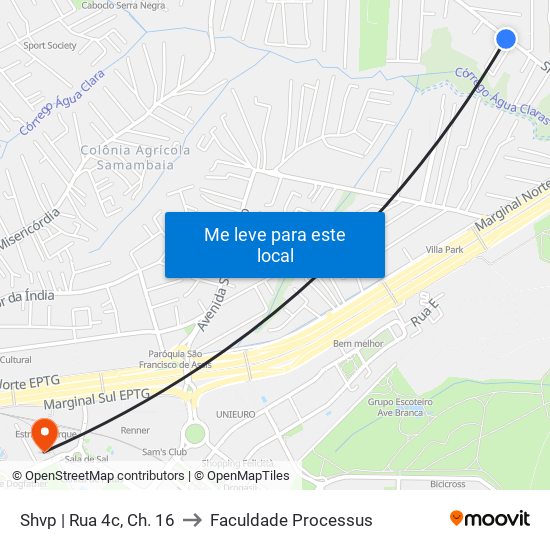 Shvp | Rua 4c, Ch. 16 to Faculdade Processus map