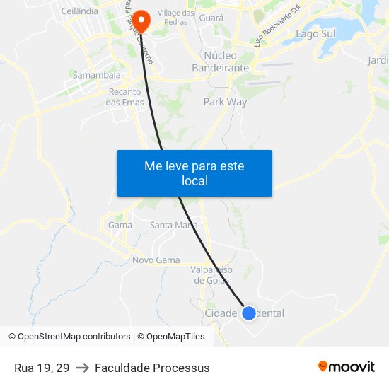 Rua 19, 29 to Faculdade Processus map