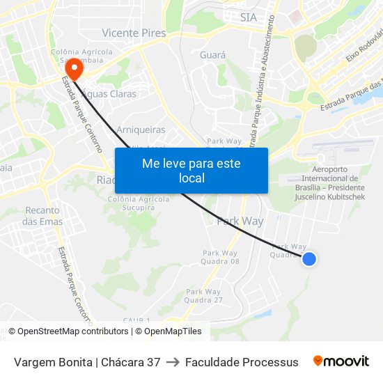 Vargem Bonita | Chácara 37 to Faculdade Processus map