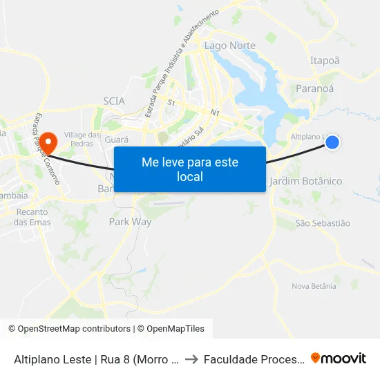Altiplano Leste | Rua 8 (Morro Alto) to Faculdade Processus map