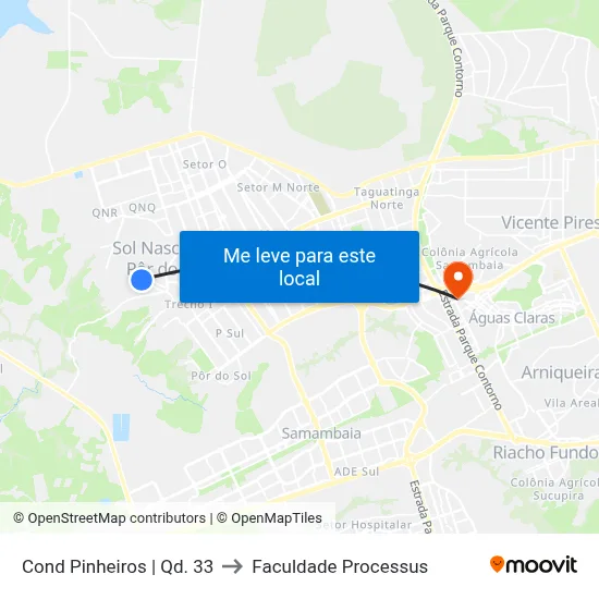 Cond Pinheiros | Qd. 33 to Faculdade Processus map