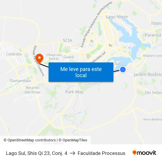 Lago Sul, Shis Qi 23, Conj. 4 to Faculdade Processus map