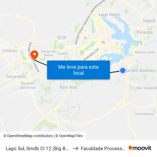Lago Sul, Smdb Cl 12 (Big Box) to Faculdade Processus map