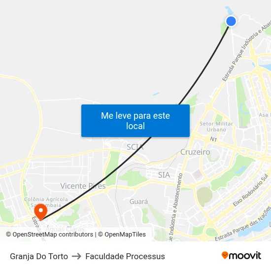Granja Do Torto to Faculdade Processus map