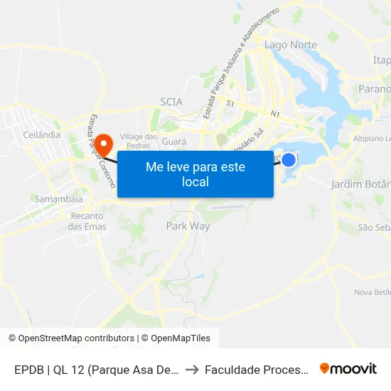 EPDB | QL 12 (Parque Asa Delta) to Faculdade Processus map