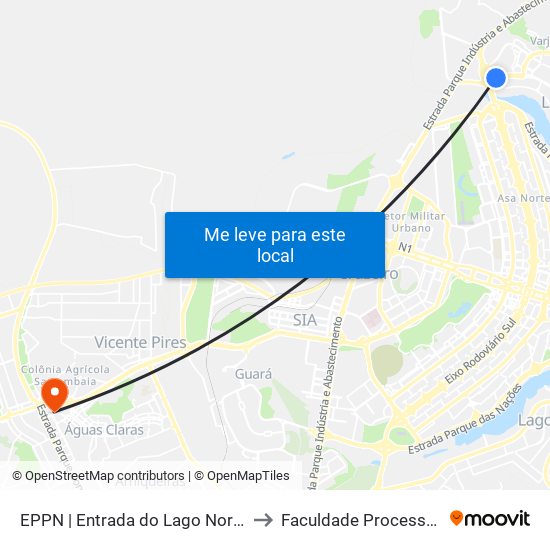 EPPN | Entrada do Lago Norte to Faculdade Processus map