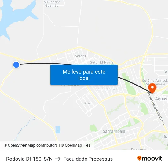 Rodovia Df-180, S/N to Faculdade Processus map