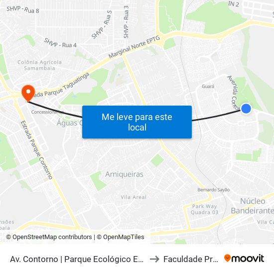 Av. Contorno | Parque Ecológico Ezechias Heringuer to Faculdade Processus map
