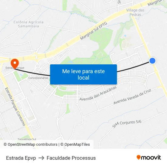 Estrada  Epvp to Faculdade Processus map
