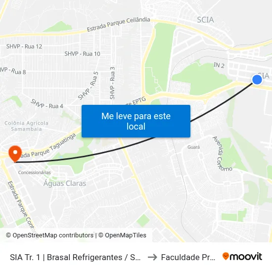 SIA Tr. 1 | Brasal Refrigerantes / Só Reparos / BYD to Faculdade Processus map
