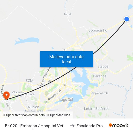 Br-020 | Embrapa / Hospital Veterinário Upis to Faculdade Processus map
