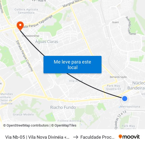 Via Nb-05 | Vila Nova Divinéia «Oposto» to Faculdade Processus map