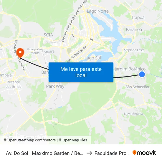 Av. Do Sol | Maxximo Garden / Belvedere Green to Faculdade Processus map