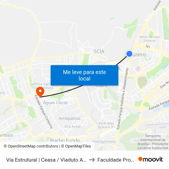 Via Estrutural | Ceasa / Viaduto Ayrton Senna to Faculdade Processus map