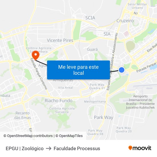 EPGU | Zoológico to Faculdade Processus map