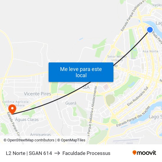 L2 Norte | SGAN 614 to Faculdade Processus map