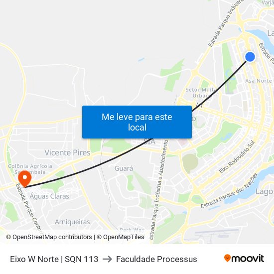 Eixo W Norte | Sqn 113 to Faculdade Processus map