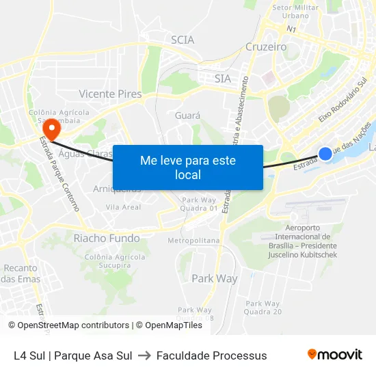 L4 Sul | Parque Asa Sul to Faculdade Processus map