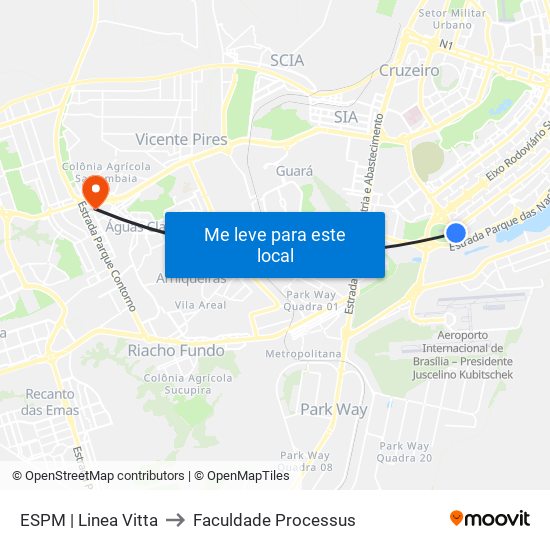 Sps| Embaixada Do Iraque to Faculdade Processus map