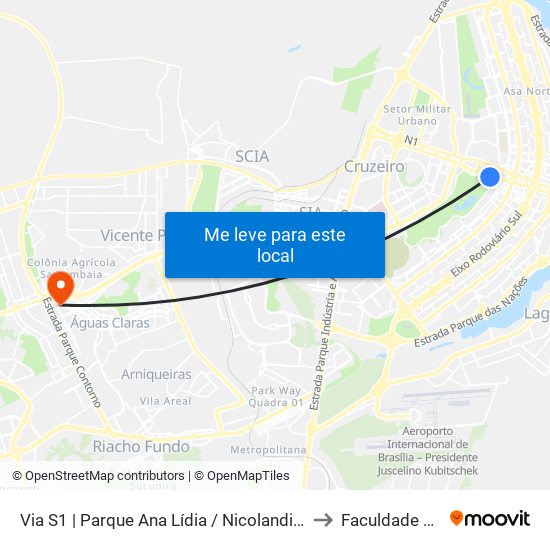 Via S1 | Parque Ana Lídia / Nicolandia / Eixo Ibero-Americano to Faculdade Processus map
