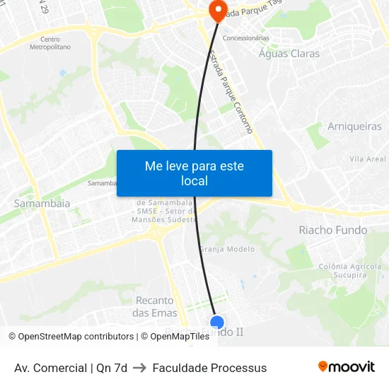 Av. Comercial | Qn 7d to Faculdade Processus map