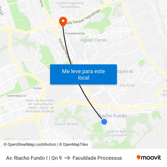 Av. Riacho Fundo I | Qn 9 to Faculdade Processus map