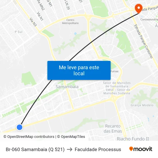 Br-060 Samambaia (Q 521) to Faculdade Processus map